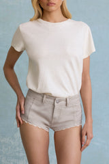 Low-Rise Hot Pant Shorts in Ecru