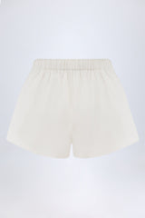 Mid-Rise Cotton-Poplin Shorts in White