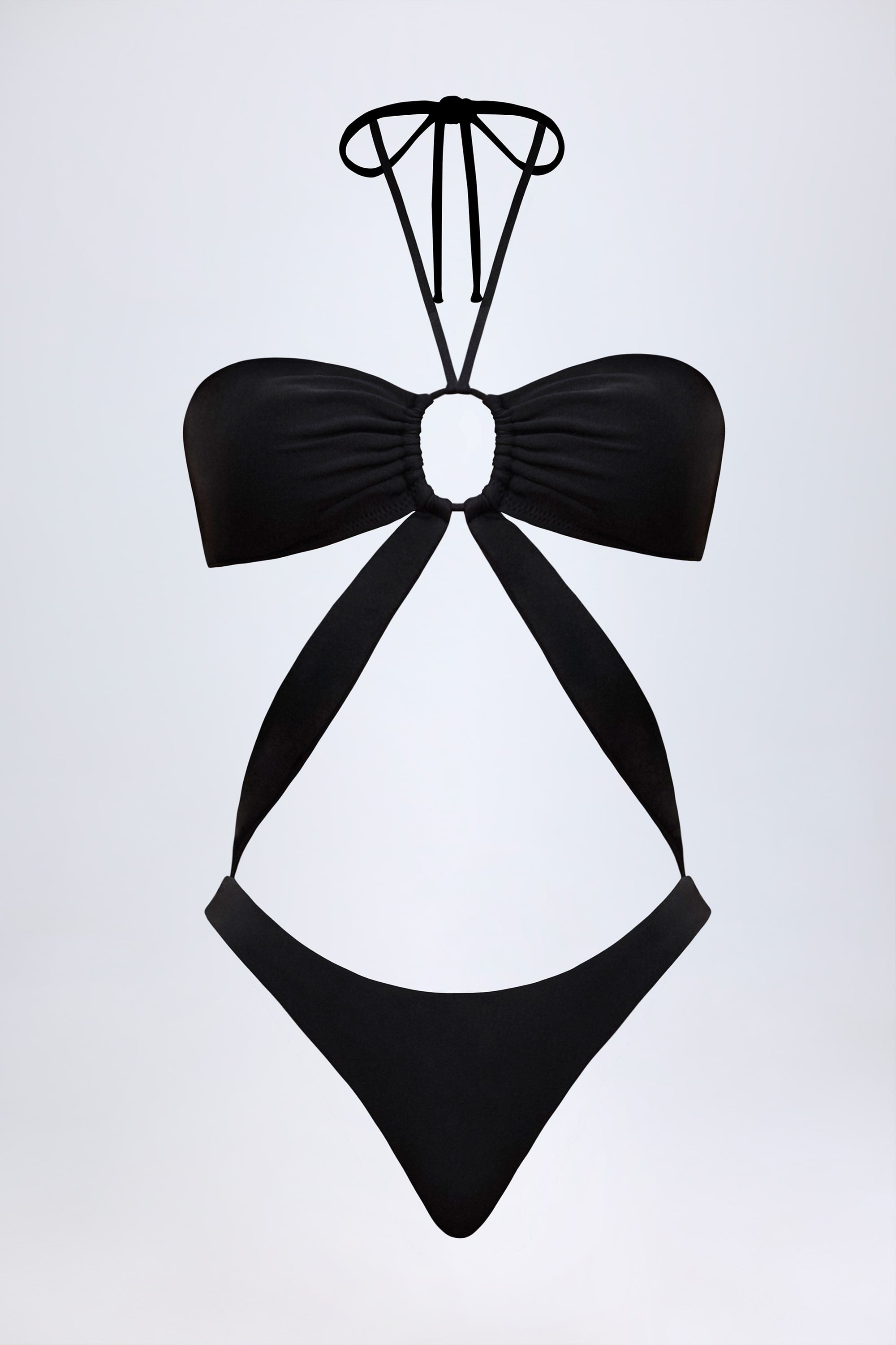 Cut-Out Halterneck Swimsuit in Black