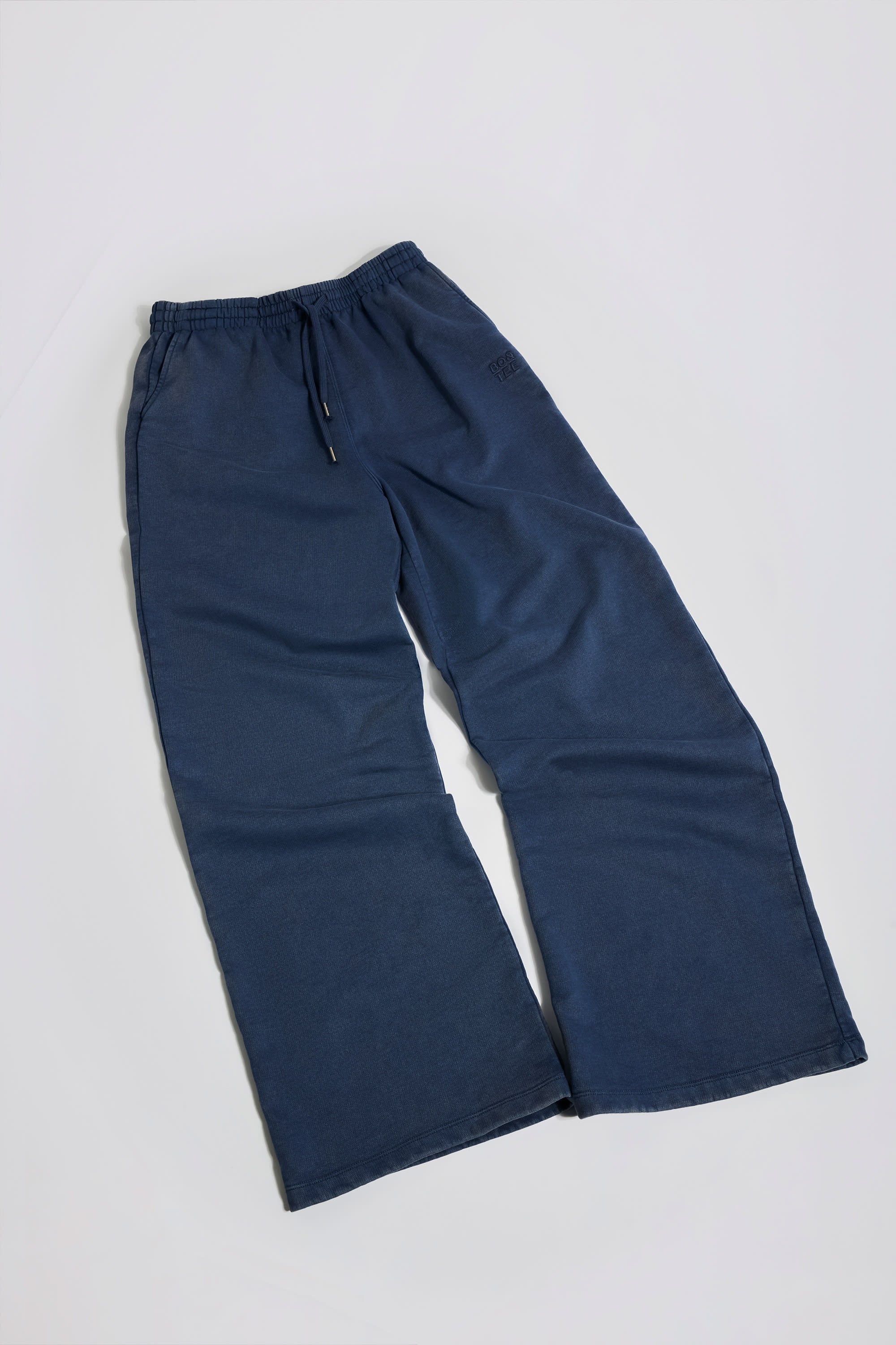 Acid Wash Wide-Leg Joggers in Blue