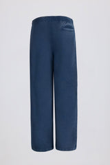 Acid Wash Wide-Leg Joggers in Blue