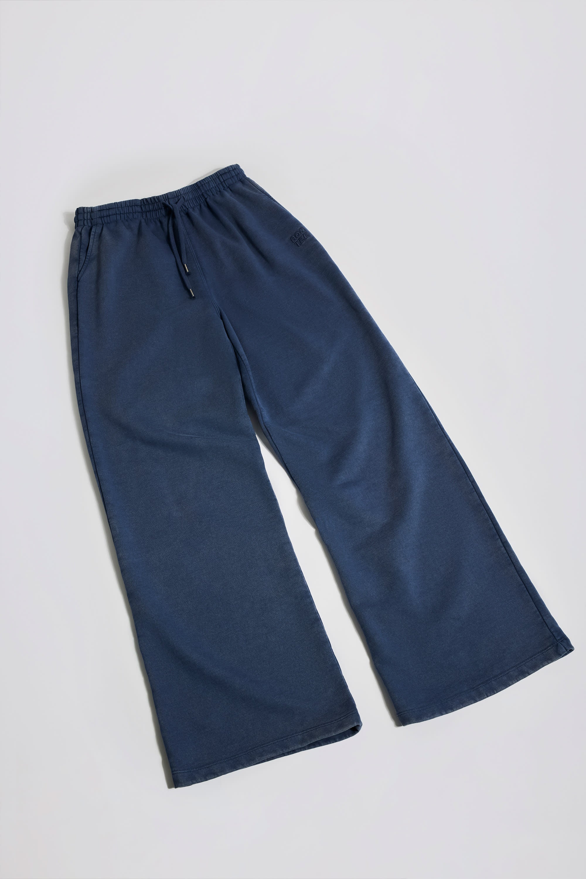 Acid Wash Wide-Leg Joggers in Blue