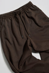 Acid Wash Wide-Leg Joggers in Brown
