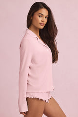 Modal Long-Sleeve Pyjama Top in Baby Pink