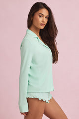 Modal Long-Sleeve Pyjama Top in Mint