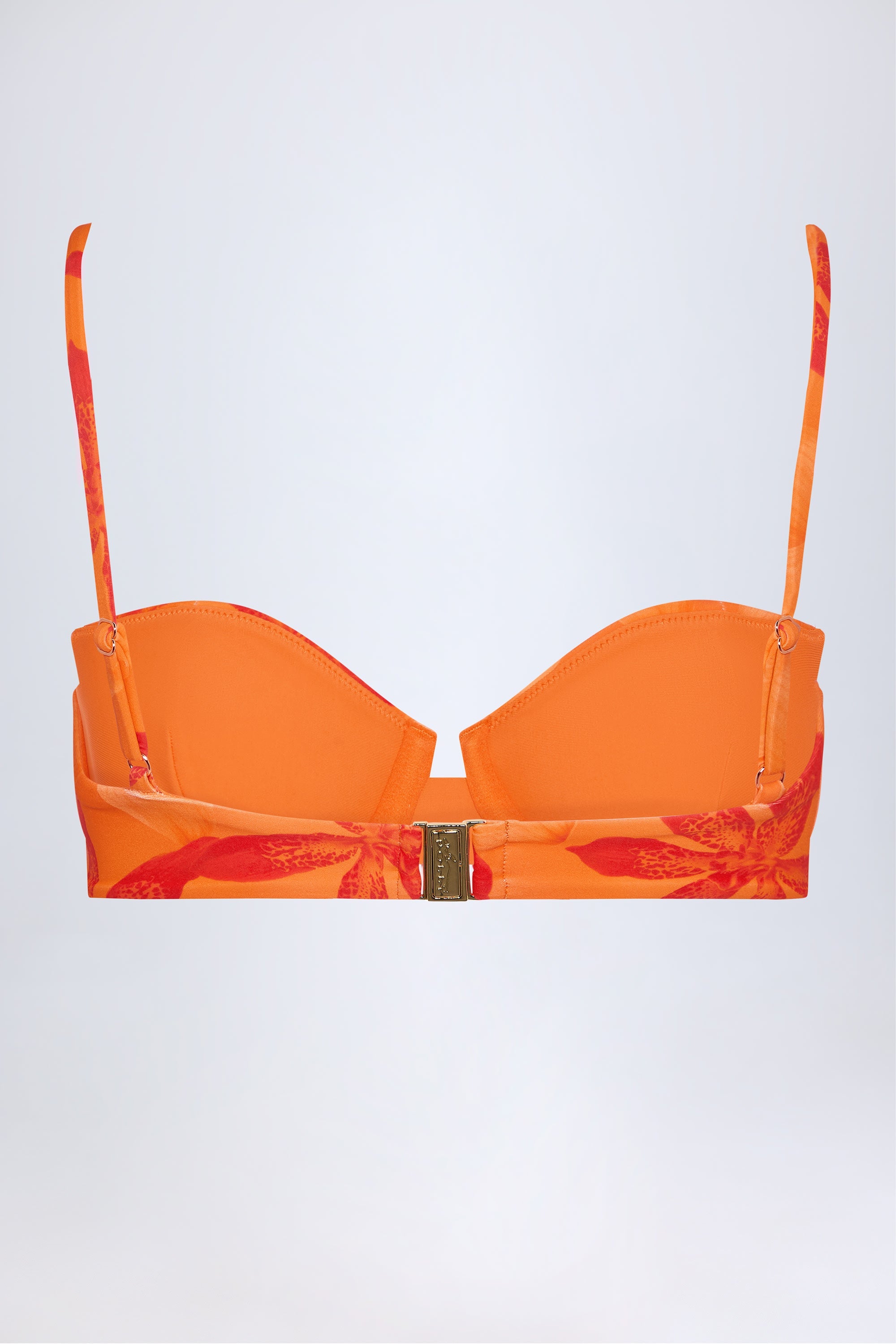 Underwired Balconette Bikini Top in Orange Orchid Print