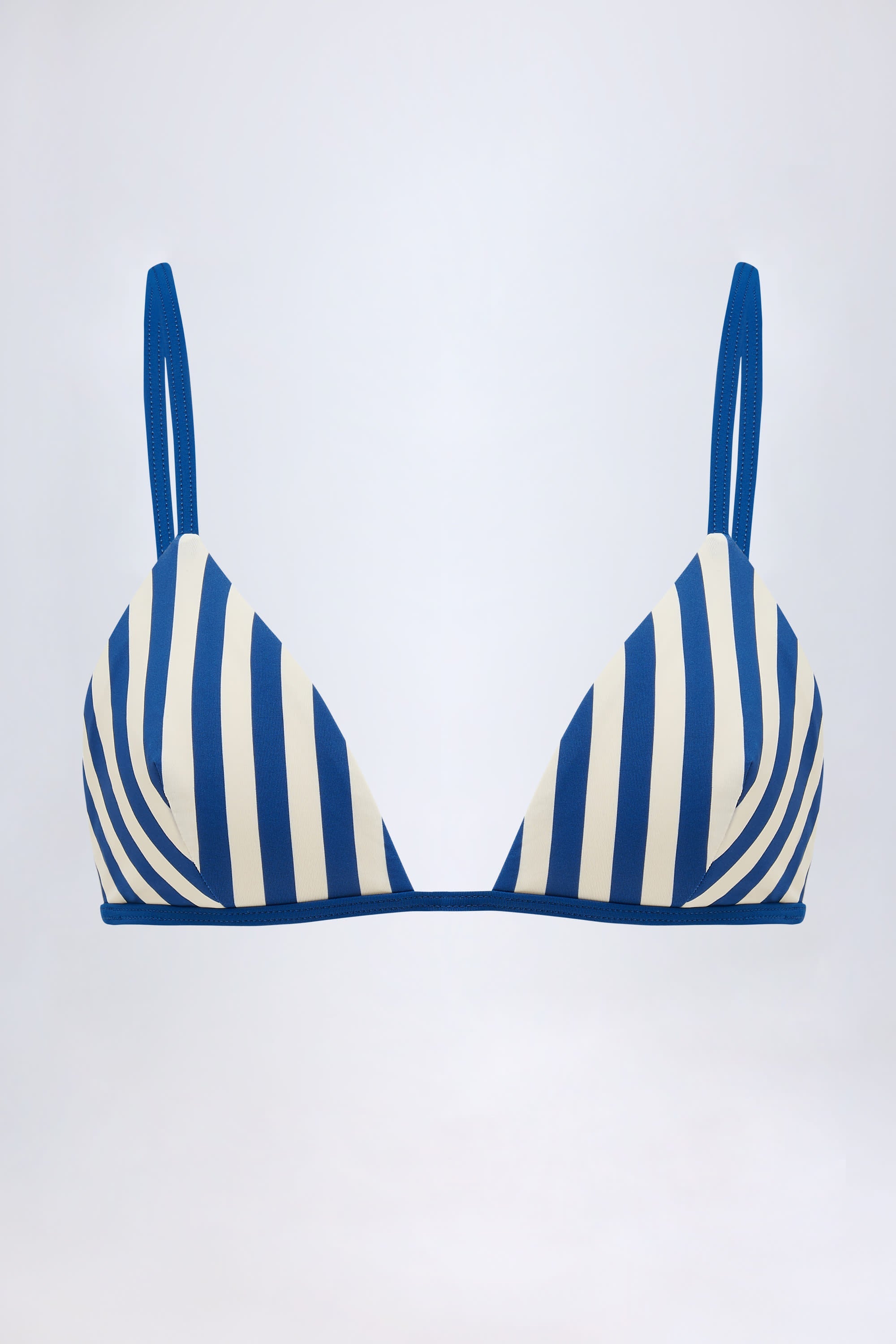 Triangle Bikini Top in Marine Blue Stripe
