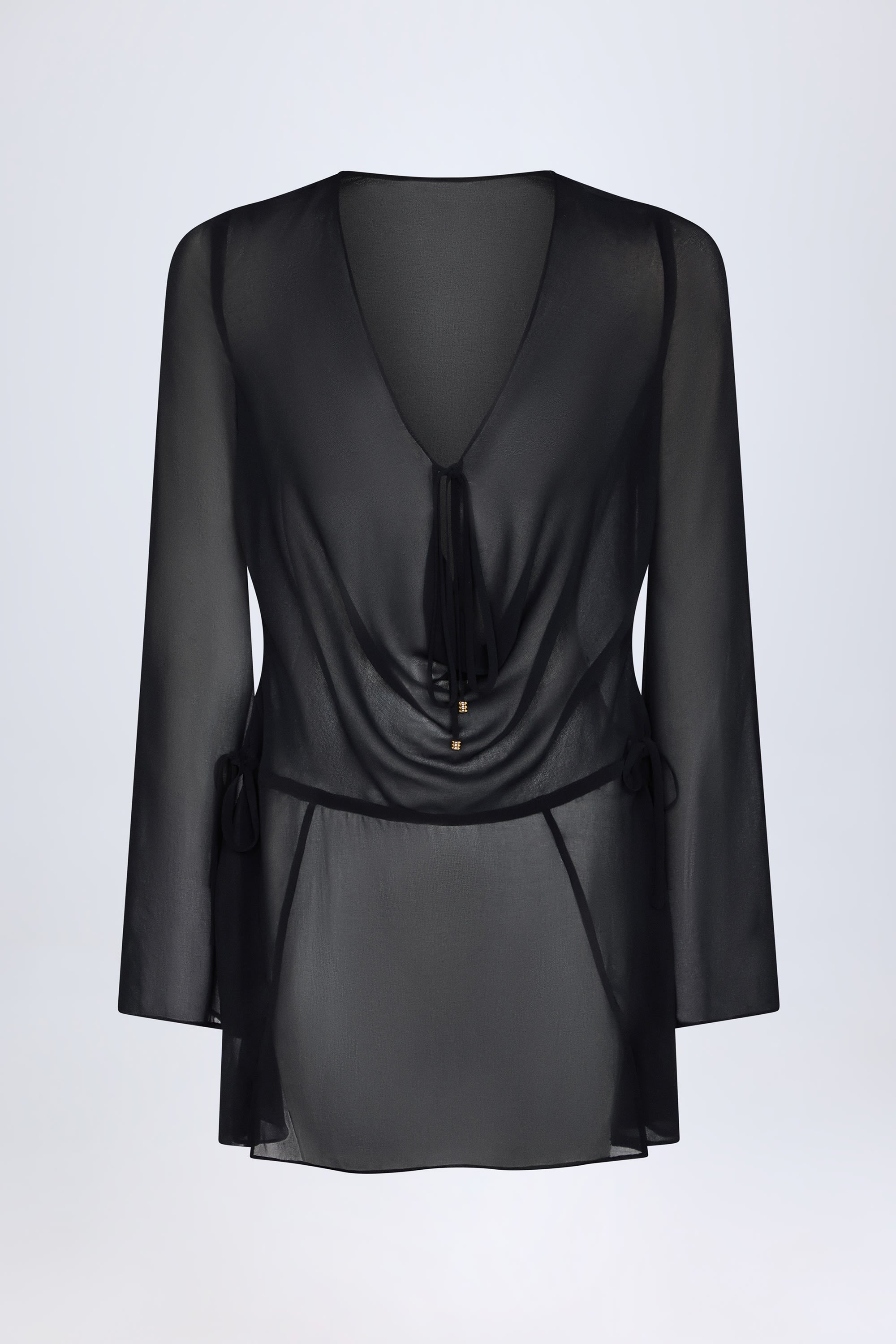 Cowl-Neck Mini Dress in Black