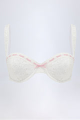 Broderie Anglaise Underwired Balconette Bikini Top in White