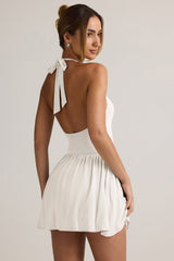 Modal Backless Halterneck Mini Dress in White