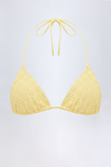 Broderie Anglaise Triangle Bikini Top in Lemon Yellow