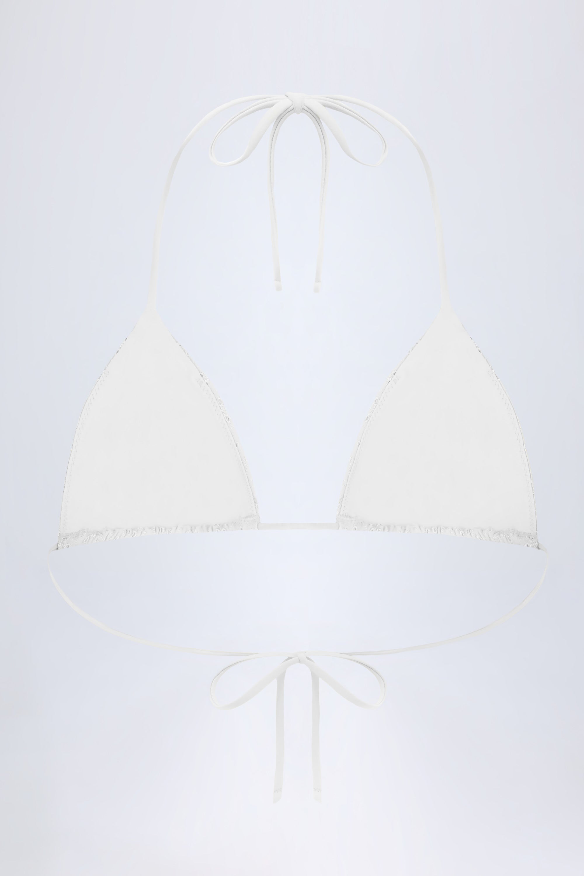 Broderie Anglaise Triangle Bikini Top in White