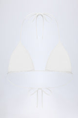 Broderie Anglaise Triangle Bikini Top in White