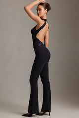 Backless Turtleneck Jumpsuit in Black